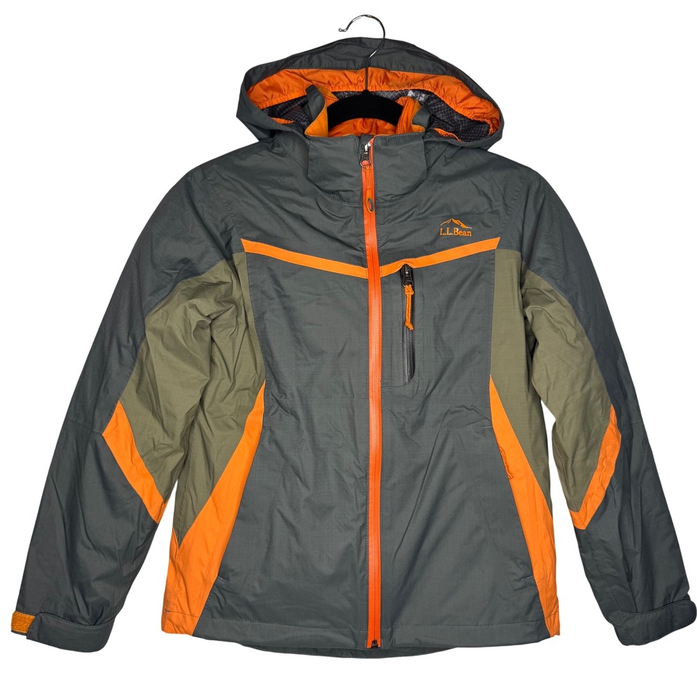 L.L. Bean Kids Puffer Jacket in Gray, Olive & Orange